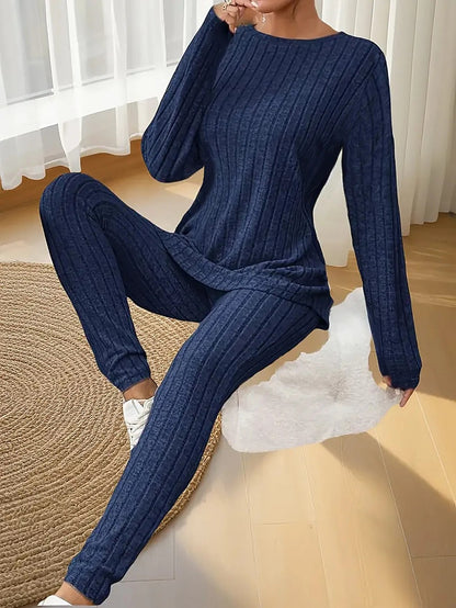 Women's Ribbed Top and Legging Matching Set