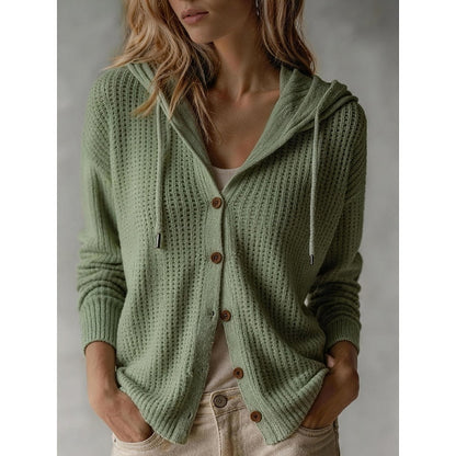 Women's Waffle Knit Hooded Button Shacket