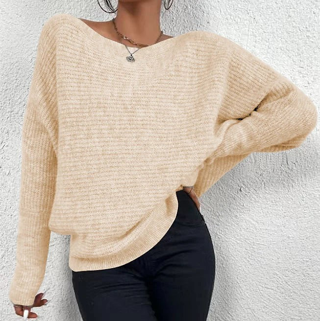 Women's Batwing Sweater Wide Neck Asymmetric Hem