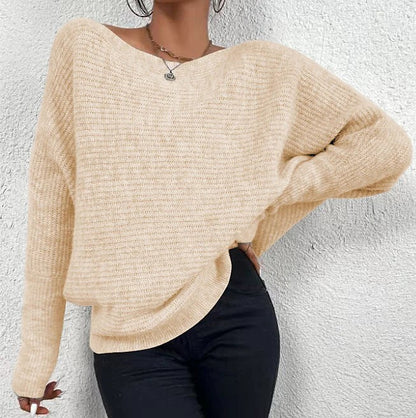 Women's Batwing Sweater Wide Neck Asymmetric Hem