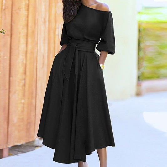 Damen A-Linien-Kleid mit Bindegürtel aus Polyester Jully