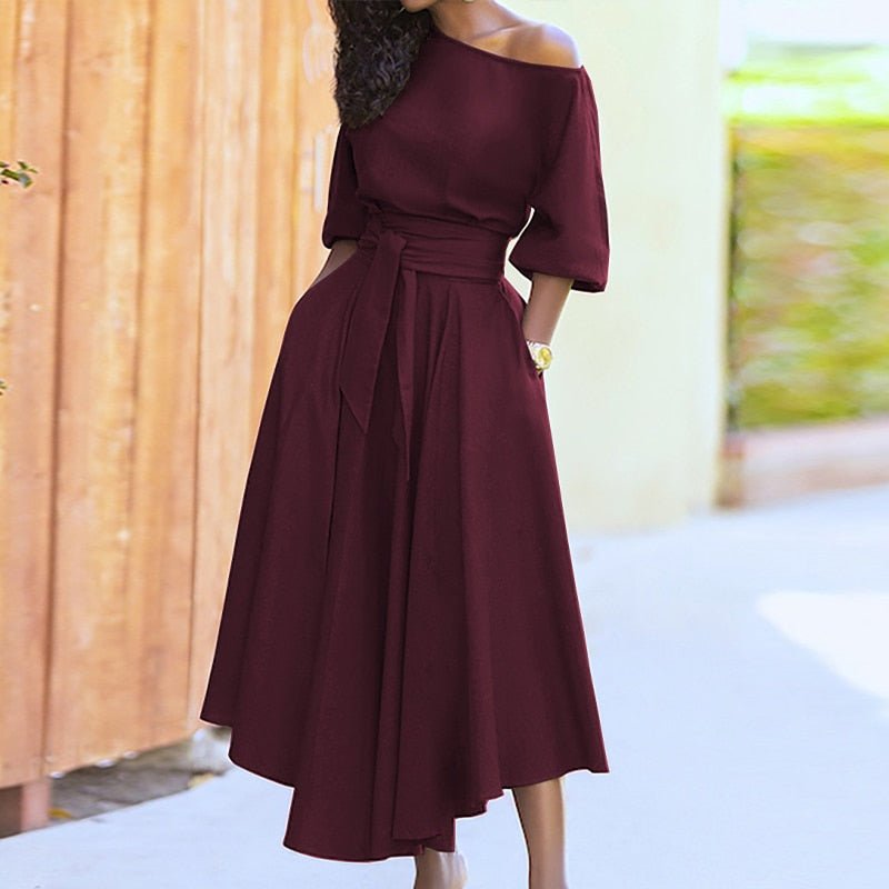 Damen A-Linien-Kleid mit Bindegürtel aus Polyester Jully