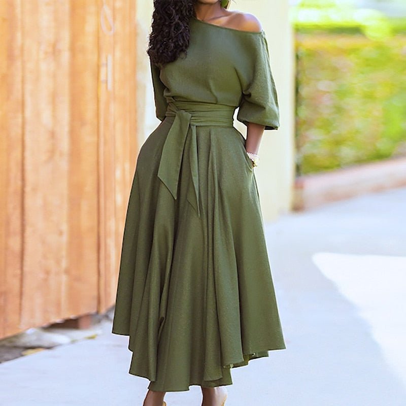 Damen A-Linien-Kleid mit Bindegürtel aus Polyester Jully