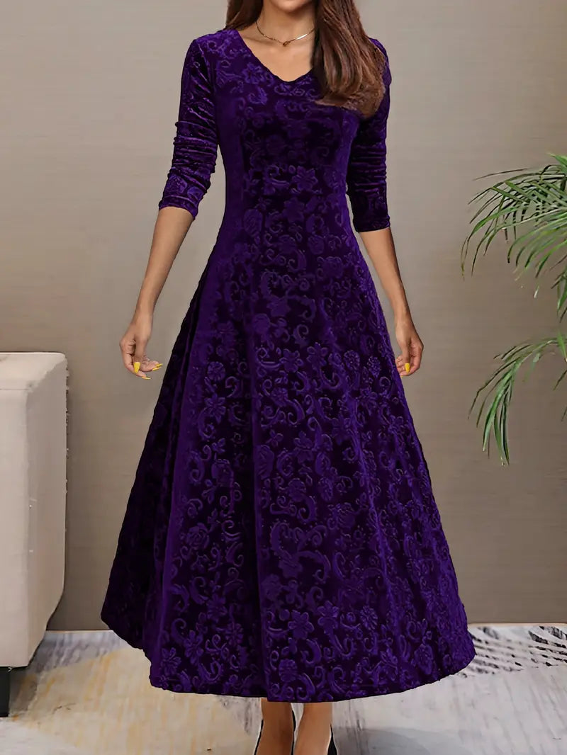 Damen A-Linien Kleid mit V-Ausschnitt aus Polyester Jully