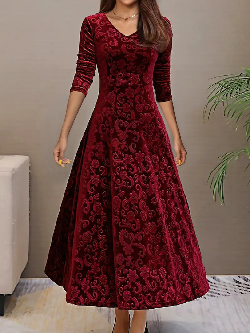 Damen A-Linien Kleid mit V-Ausschnitt aus Polyester Jully
