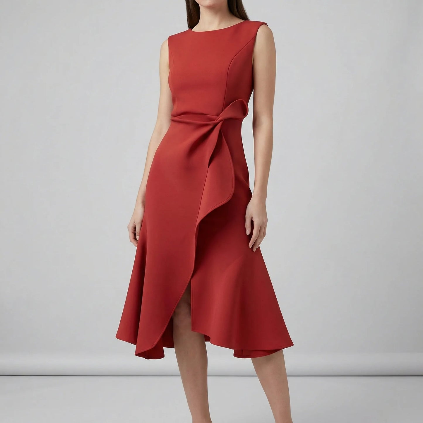 Damen Abendkleid mit Faltendetails in Midi-Länge Jully