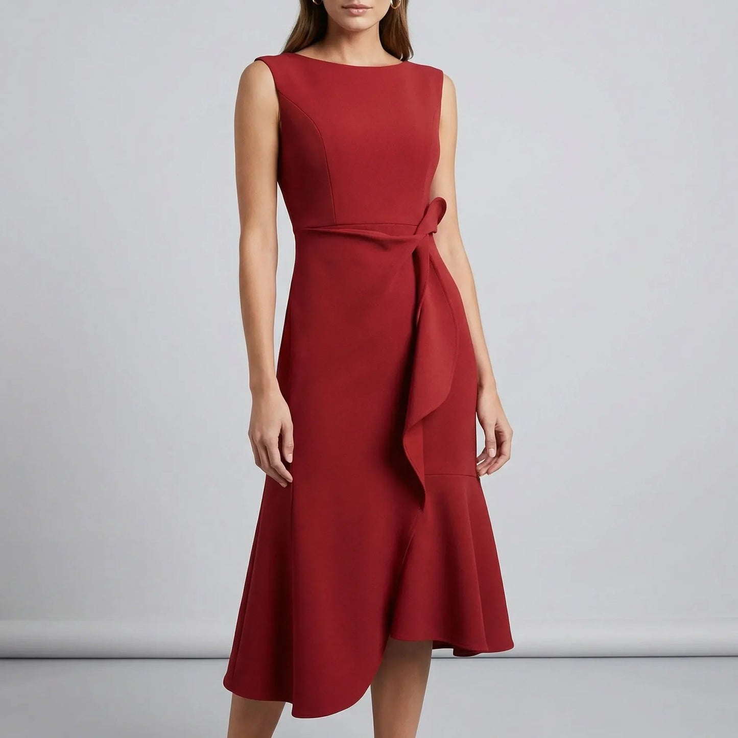 Damen Abendkleid mit Faltendetails in Midi-Länge Jully