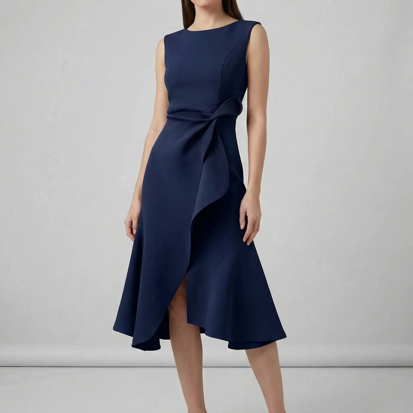 Damen Abendkleid mit Faltendetails in Midi-Länge Jully