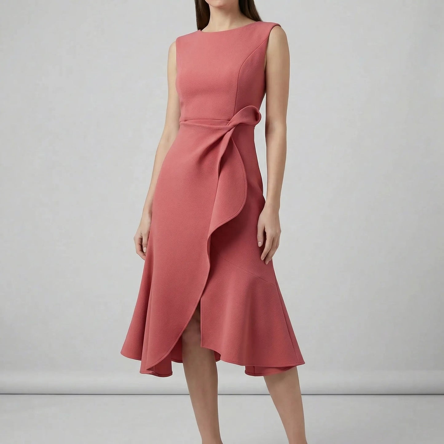 Damen Abendkleid mit Faltendetails in Midi-Länge Jully