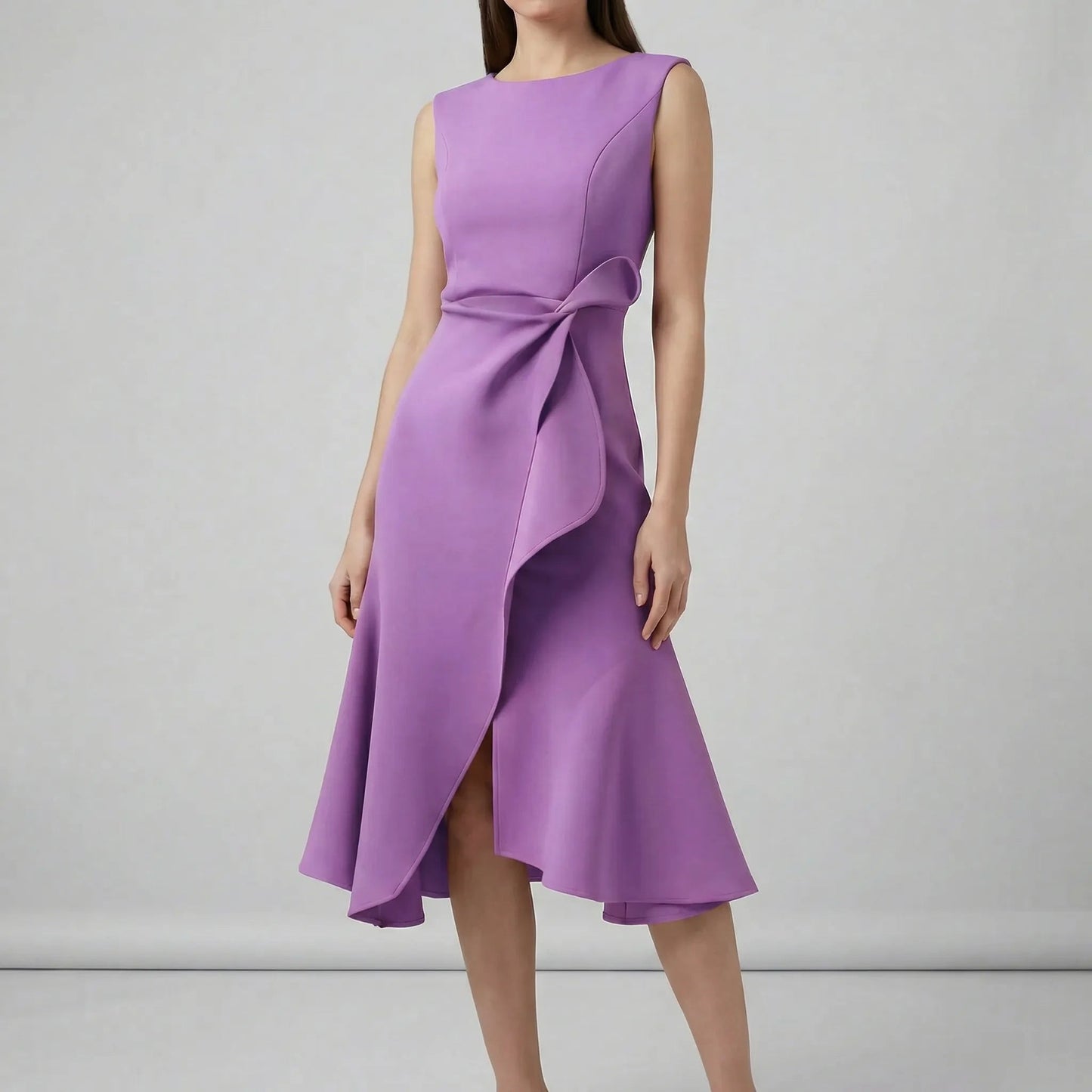 Damen Abendkleid mit Faltendetails in Midi-Länge Jully