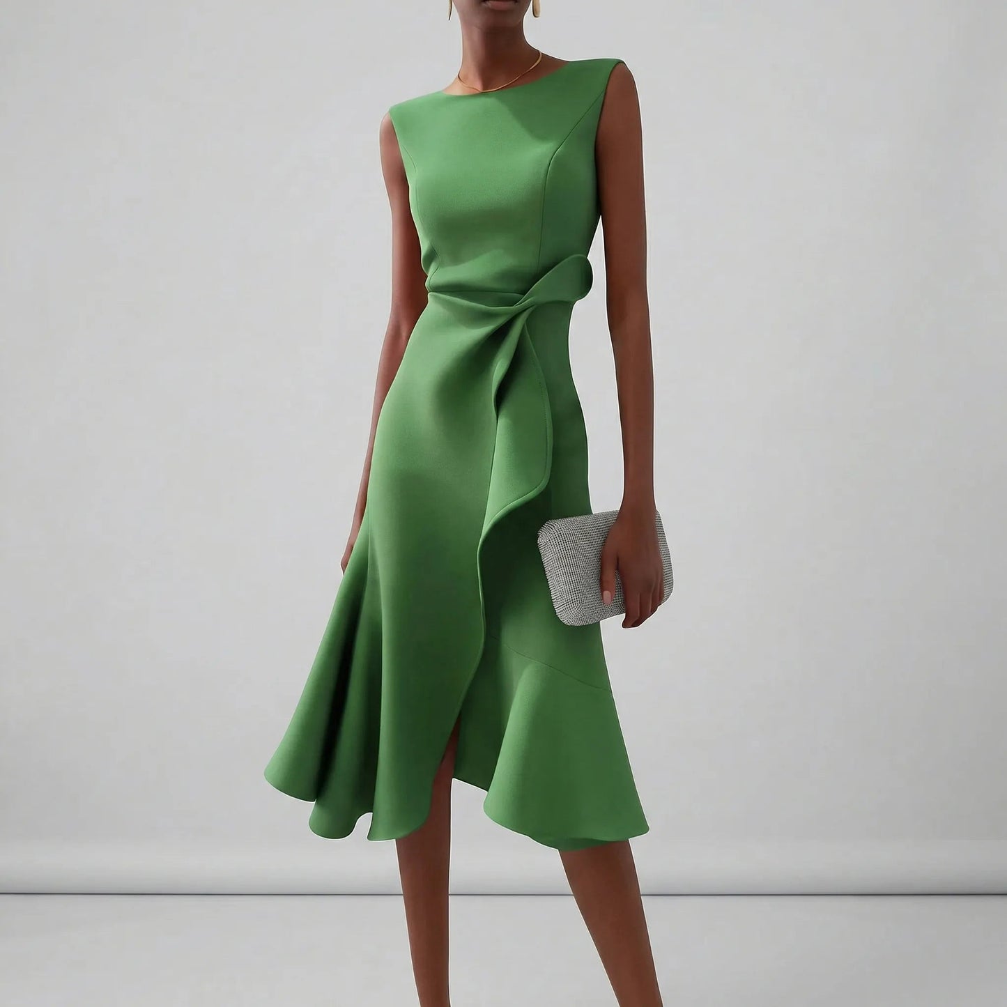 Damen Abendkleid mit Faltendetails in Midi-Länge Jully
