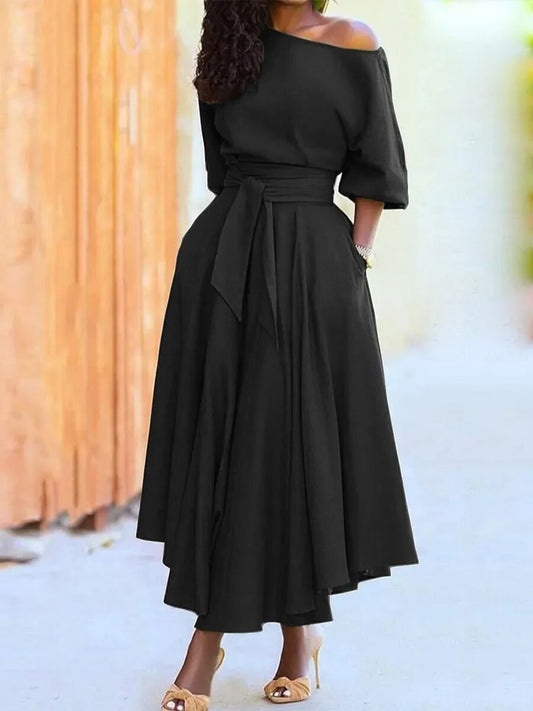 Damen Abendkleid mit Schnürung und Laternenärmeln Jully