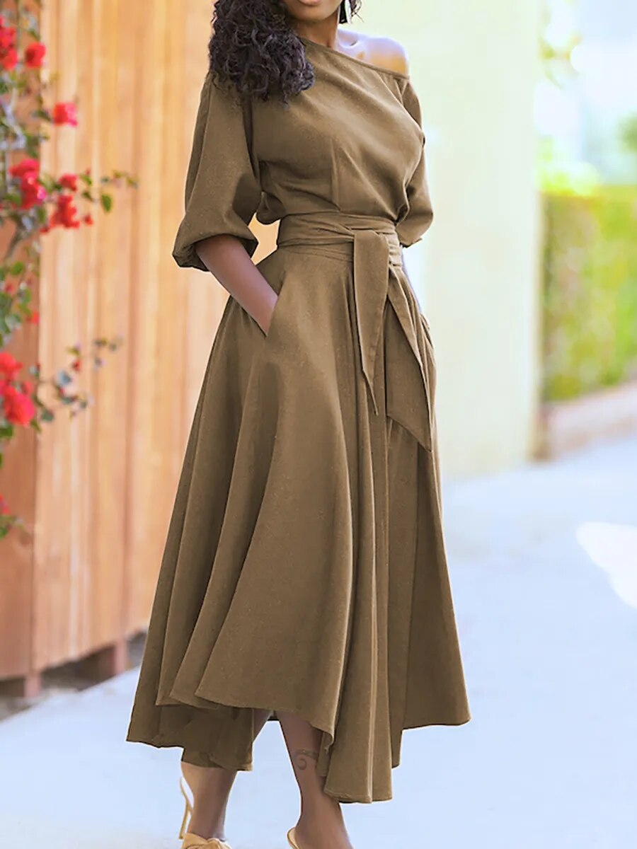 Damen Abendkleid mit Schnürung und Laternenärmeln Jully