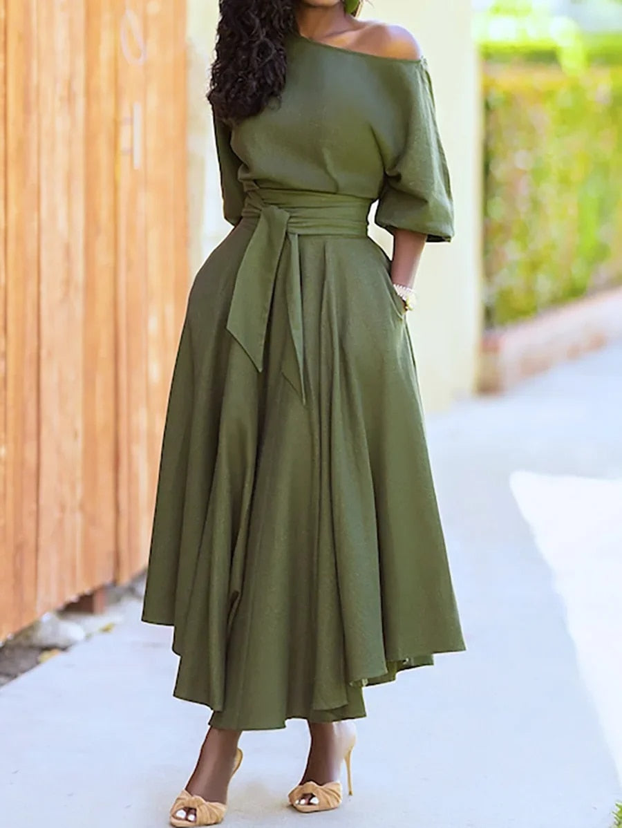 Damen Abendkleid mit Schnürung und Laternenärmeln Jully