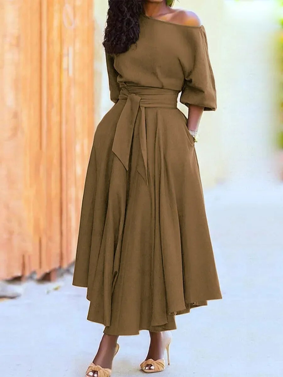 Damen Abendkleid mit Schnürung und Laternenärmeln Jully