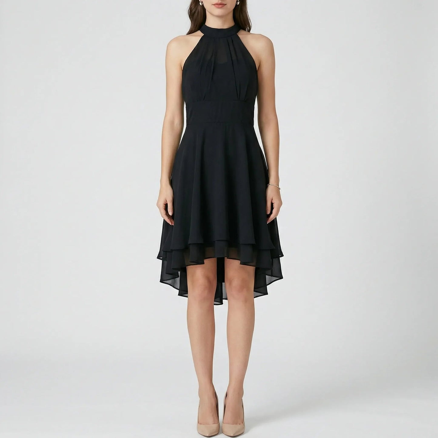 Damen Abendkleid mit mehrlagigen Rüschen Jully
