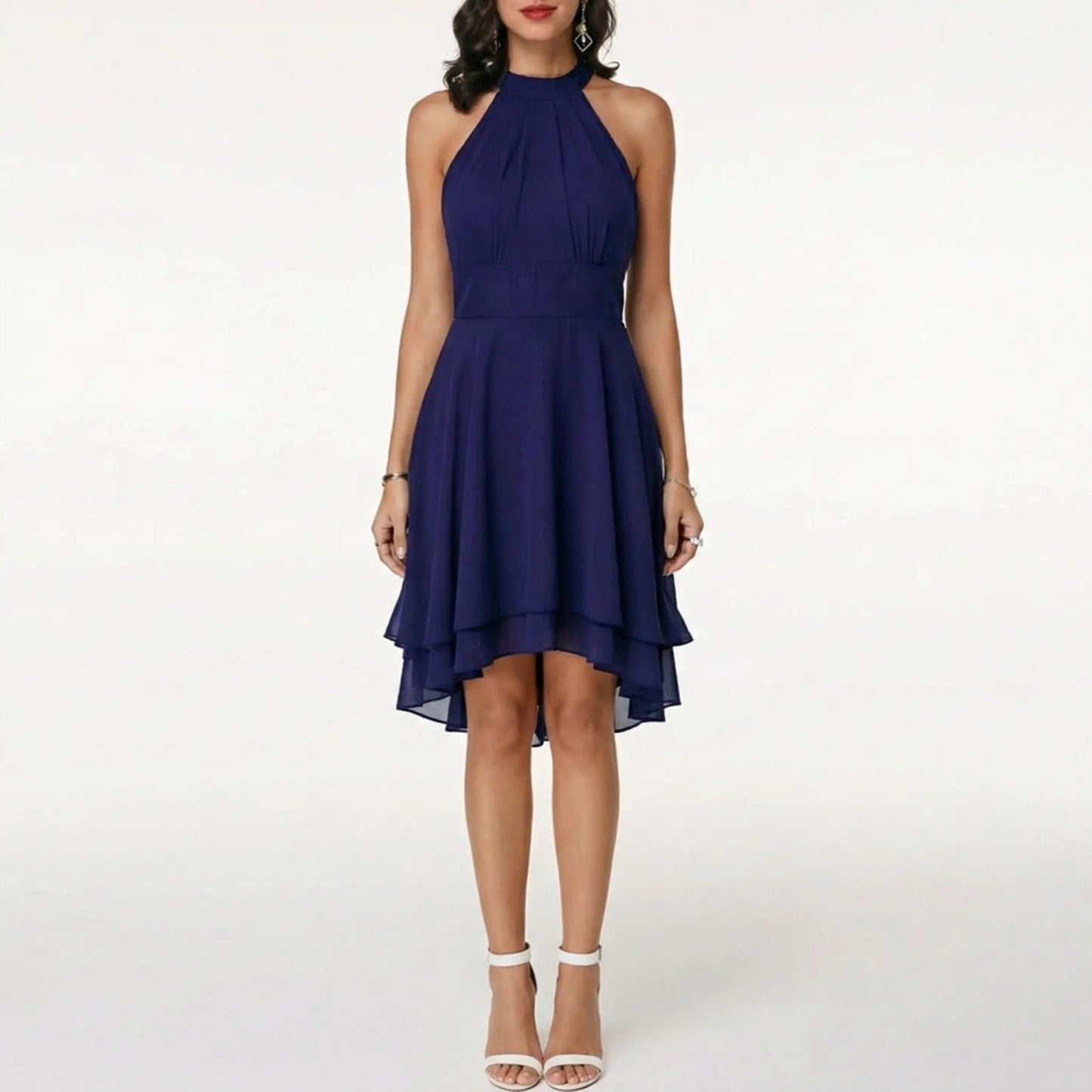 Damen Abendkleid mit mehrlagigen Rüschen Jully
