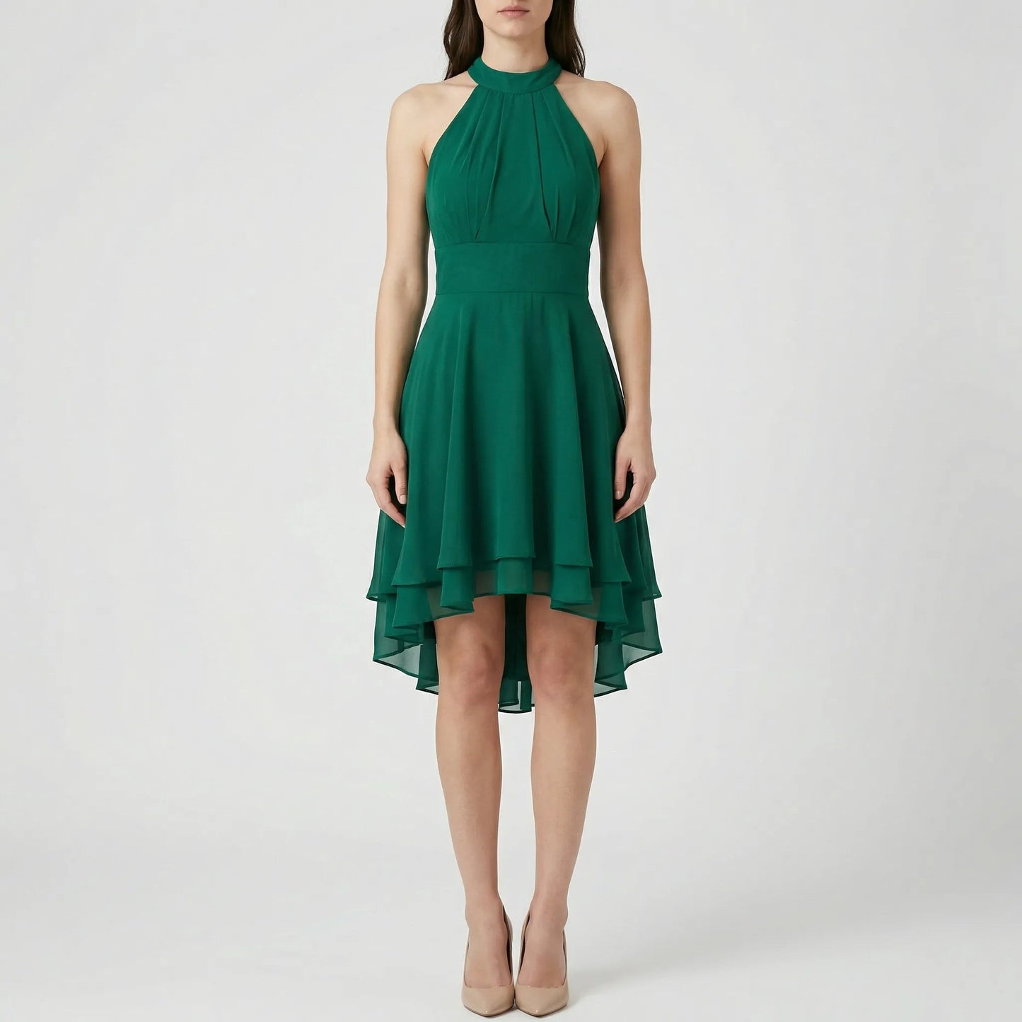 Damen Abendkleid mit mehrlagigen Rüschen Jully