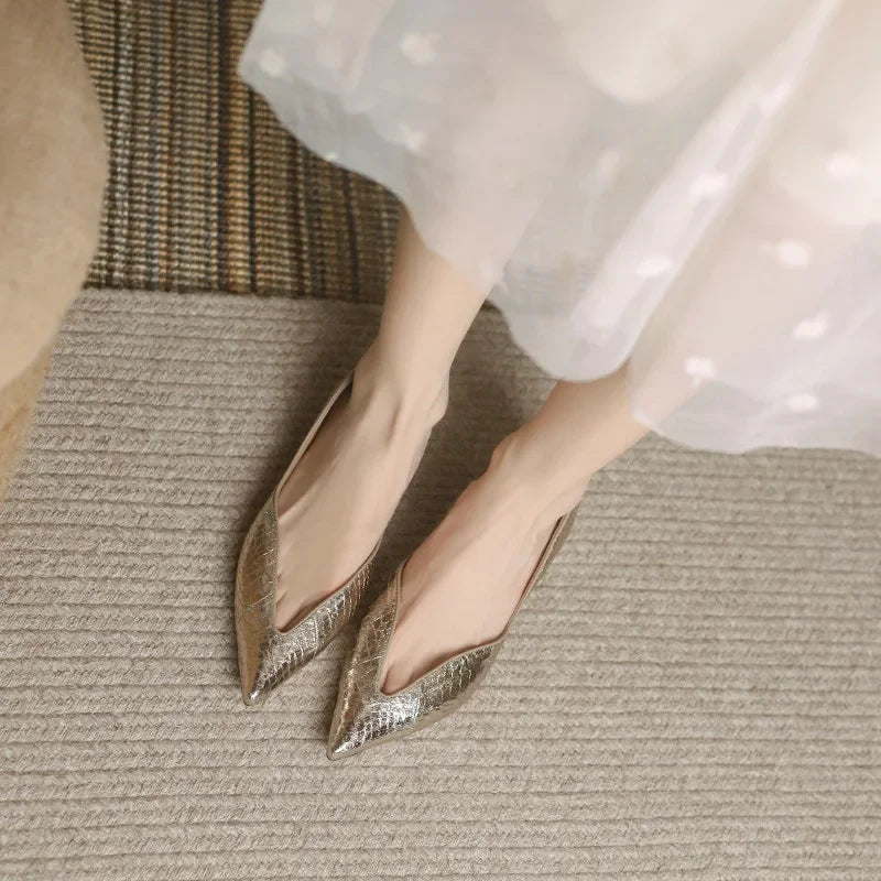 Damen Ballerinas aus Leder mit spitzem Design Jully
