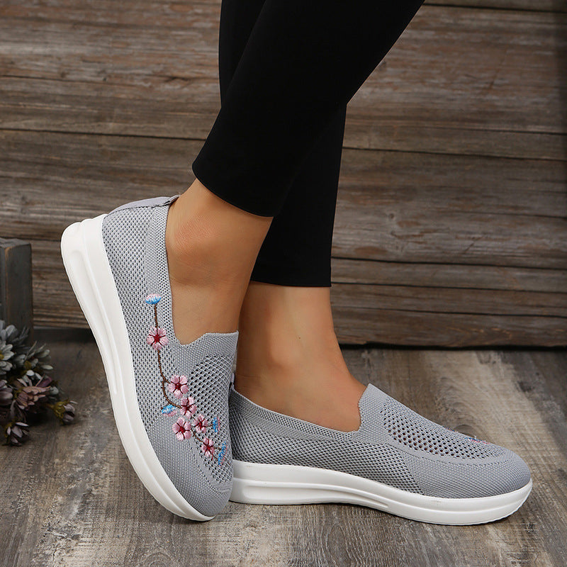 Damen Bestickte Mesh Schuhe mit runder Zehenform Jully