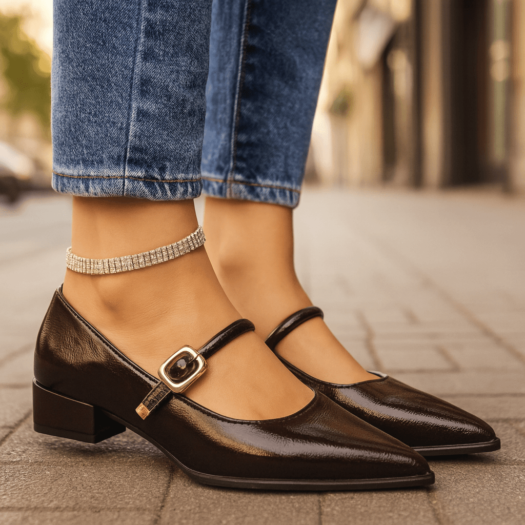 Damen Blockabsätze aus Premium-Leder mit gepolsterter Innensohle Jully