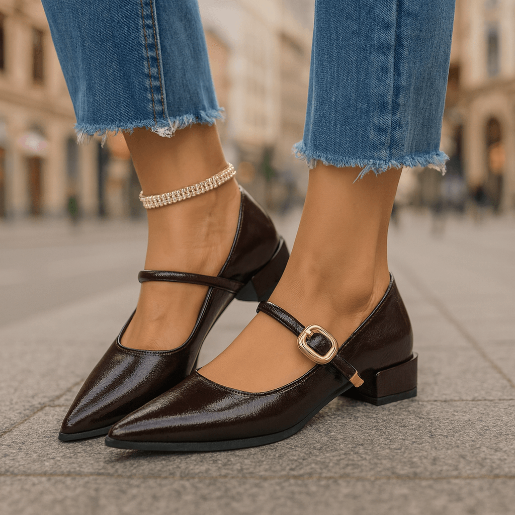 Damen Blockabsätze aus Premium-Leder mit gepolsterter Innensohle Jully