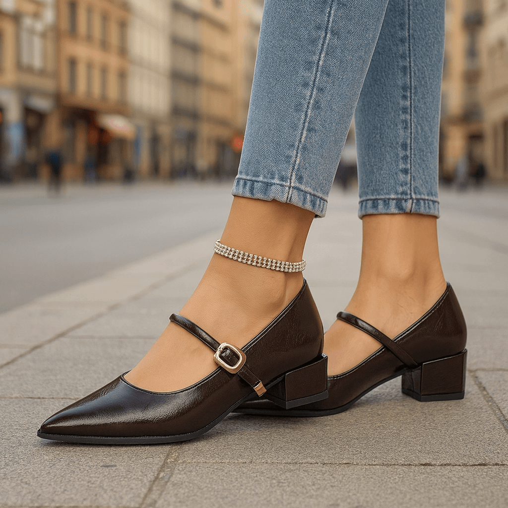 Damen Blockabsätze aus Premium-Leder mit gepolsterter Innensohle Jully
