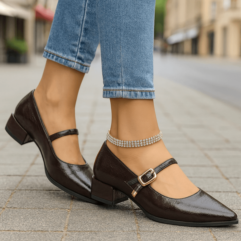Damen Blockabsätze aus Premium-Leder mit gepolsterter Innensohle Jully