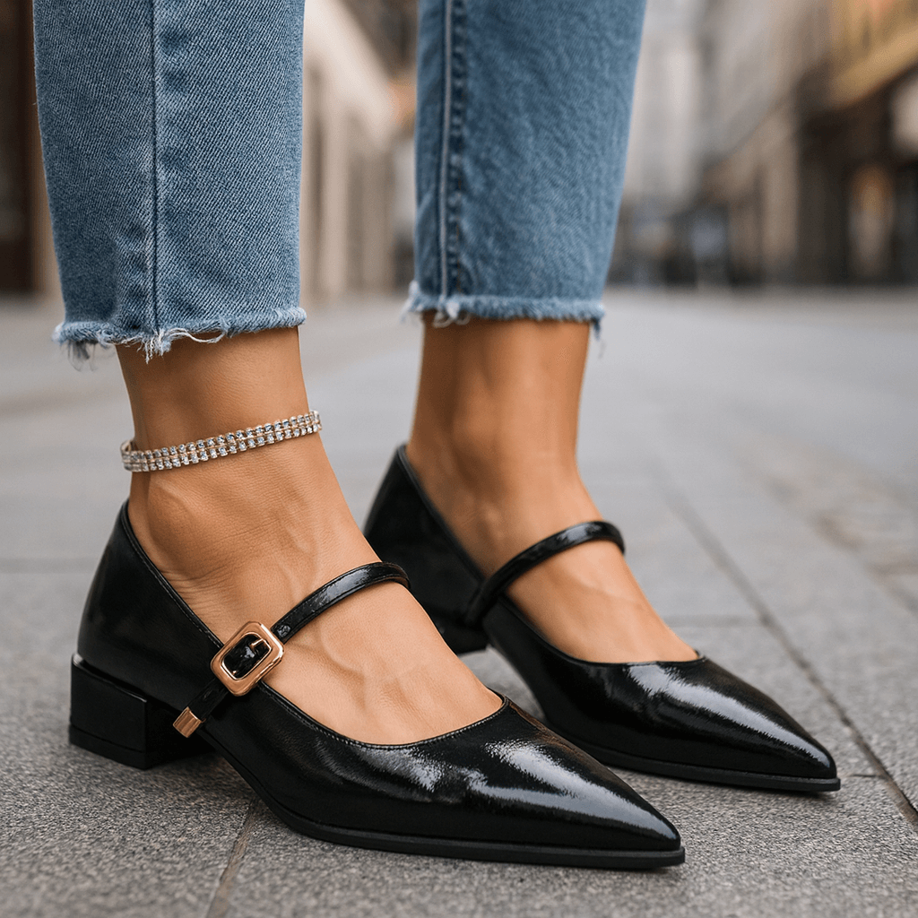 Damen Blockabsätze aus Premium-Leder mit gepolsterter Innensohle Jully