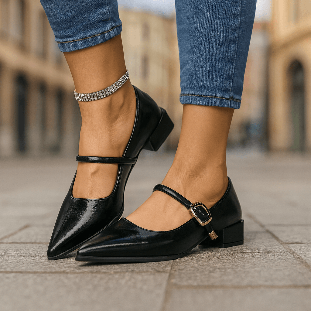 Damen Blockabsätze aus Premium-Leder mit gepolsterter Innensohle Jully