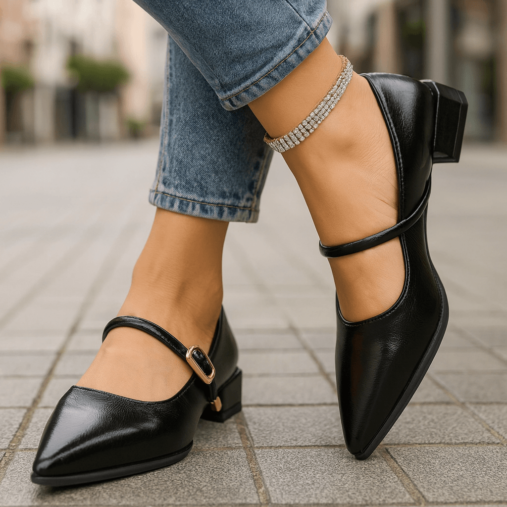Damen Blockabsätze aus Premium-Leder mit gepolsterter Innensohle Jully