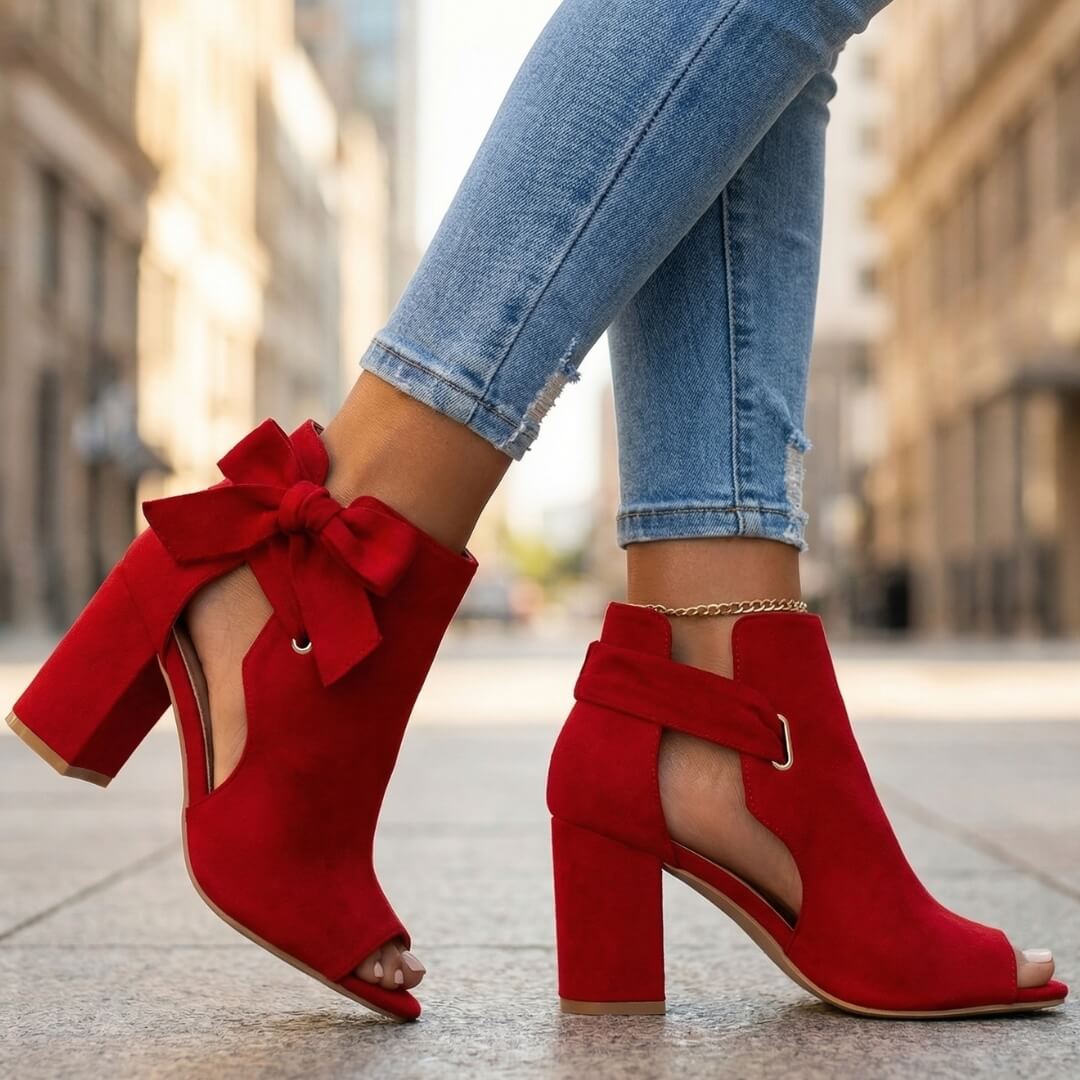 Damen Blockabsatzschuhe aus Wildleder mit Schleifendetail Jully