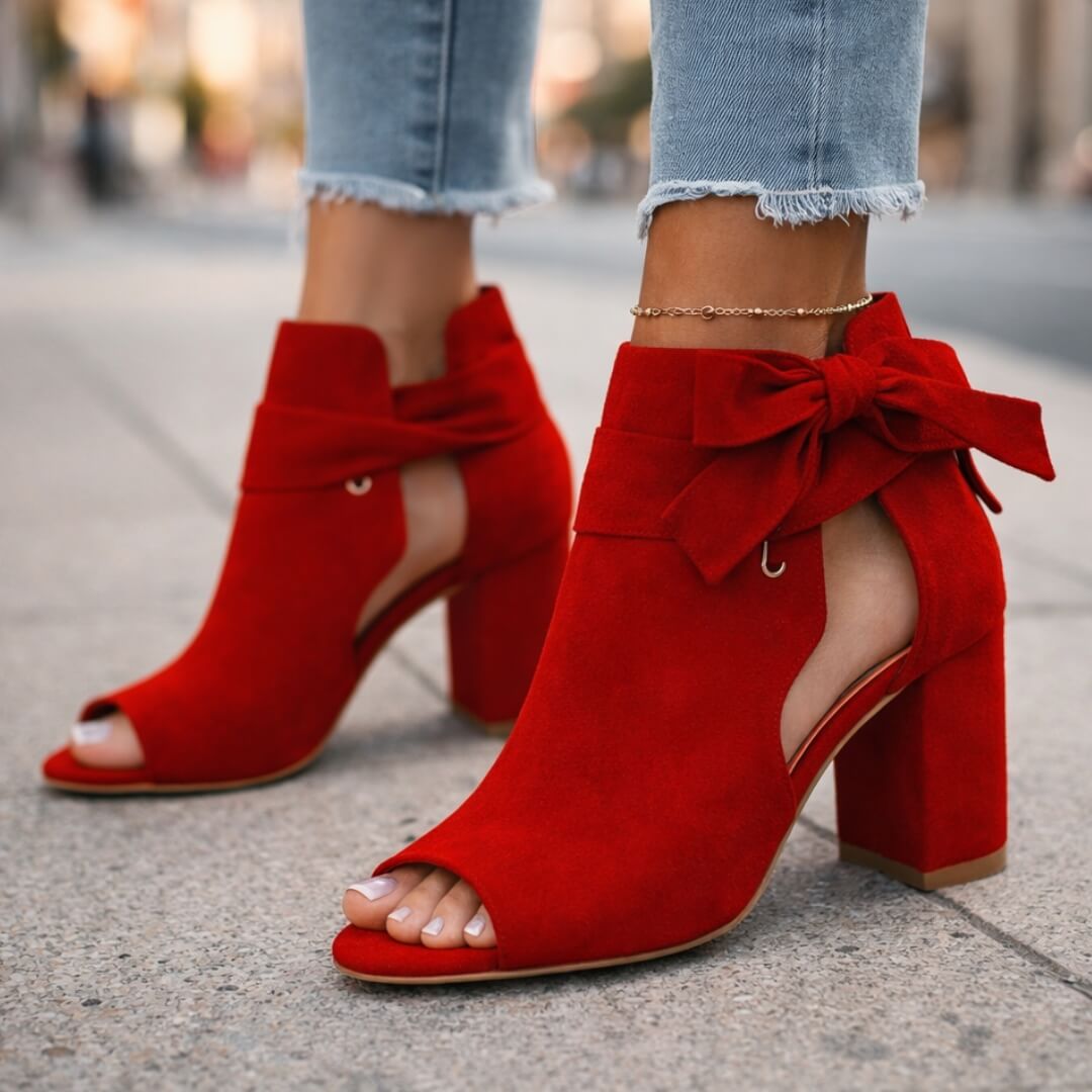 Damen Blockabsatzschuhe aus Wildleder mit Schleifendetail Jully