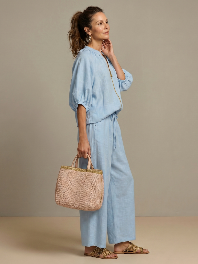 Damen Blouson-Oberteil mit Reißverschluss und weitem Bein Jully