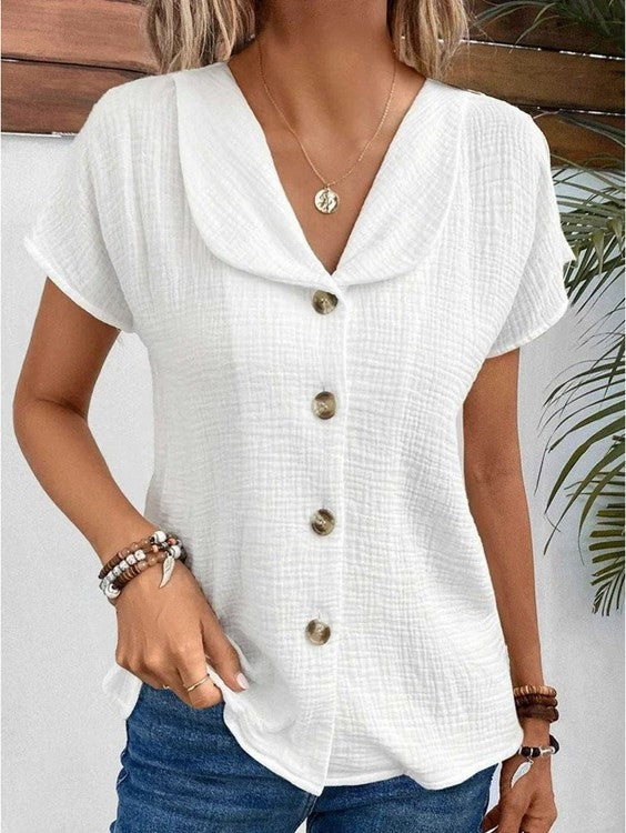 Damen Bluse aus Baumwolle-Leinen mit Kragen Jully