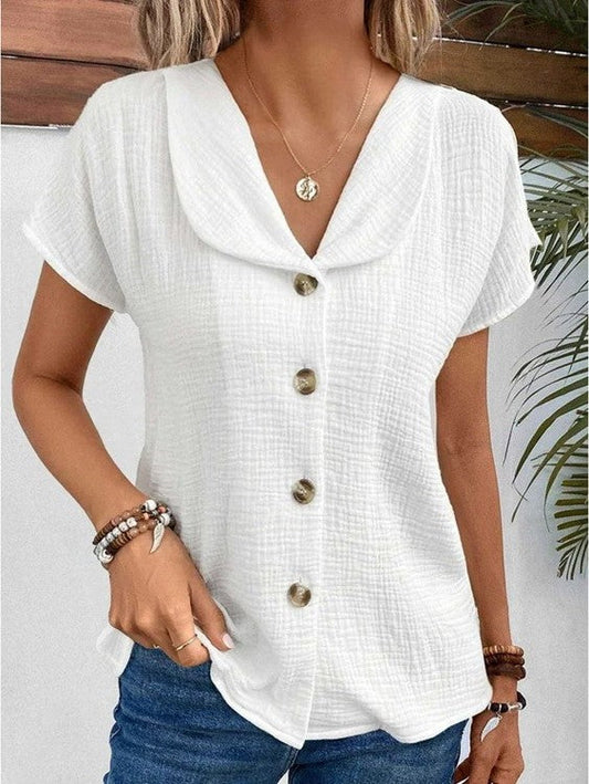 Damen Bluse aus Baumwolle-Leinen mit Kragen Jully
