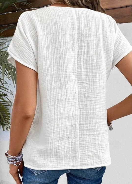 Damen Bluse aus Baumwolle-Leinen mit Kragen Jully
