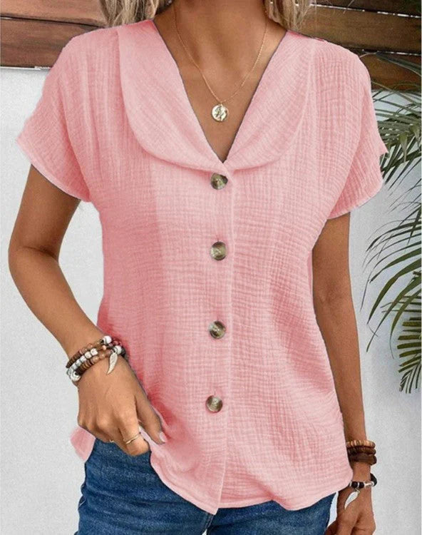 Damen Bluse aus Baumwolle-Leinen mit Kragen Jully