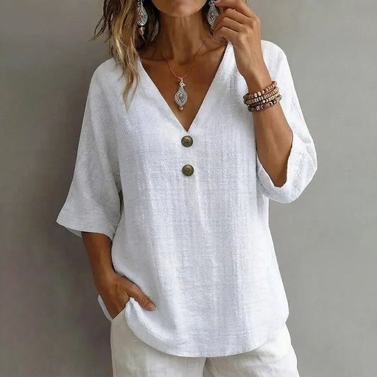 Damen Bluse aus Baumwolle mit V-Ausschnitt Jully