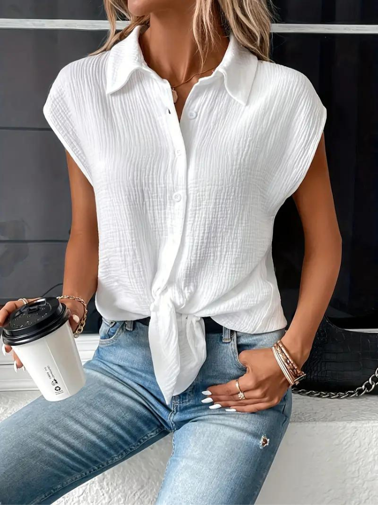 Damen Bluse aus Baumwolle mit V-Ausschnitt Jully