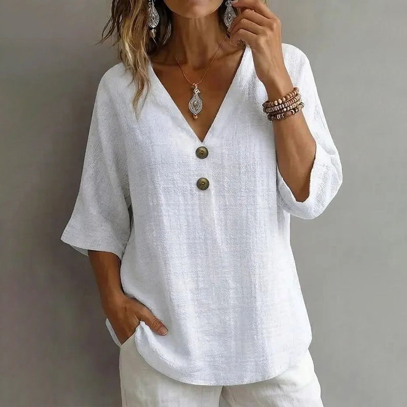 Damen Bluse aus Baumwolle mit V-Ausschnitt Jully