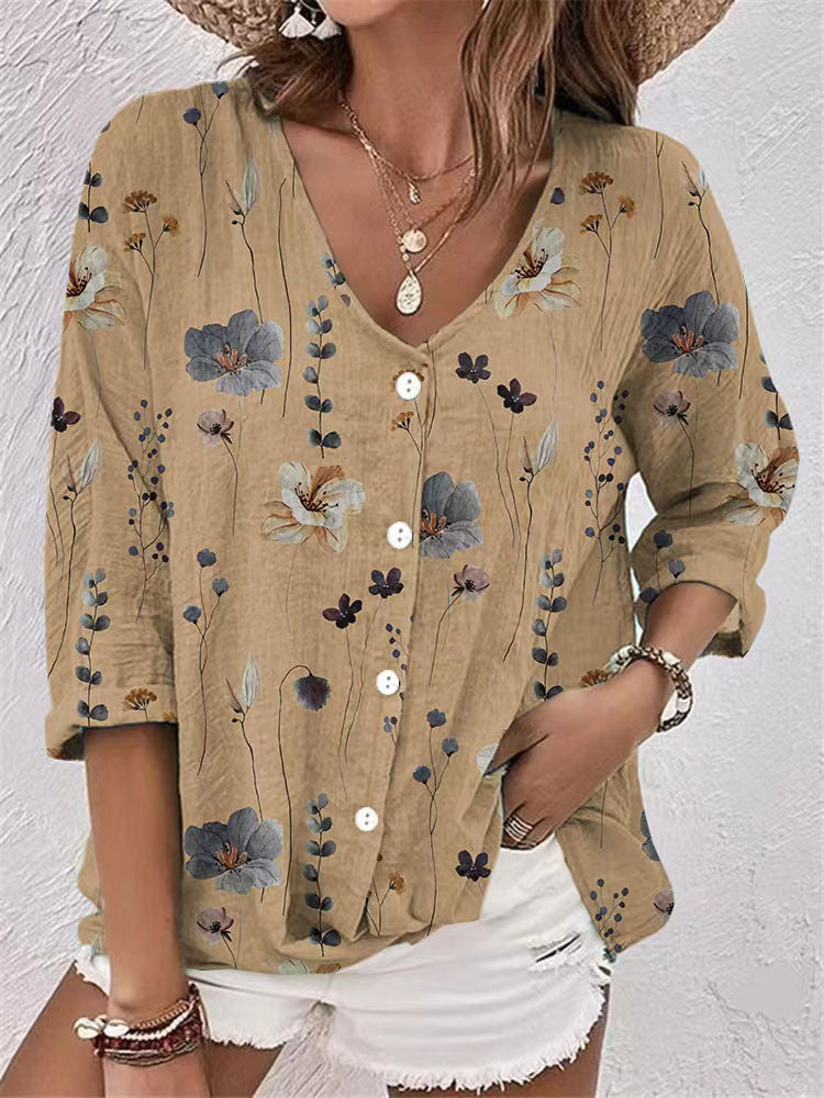 Damen Bluse aus atmungsaktivem Stoff mit floralem Druck Jully