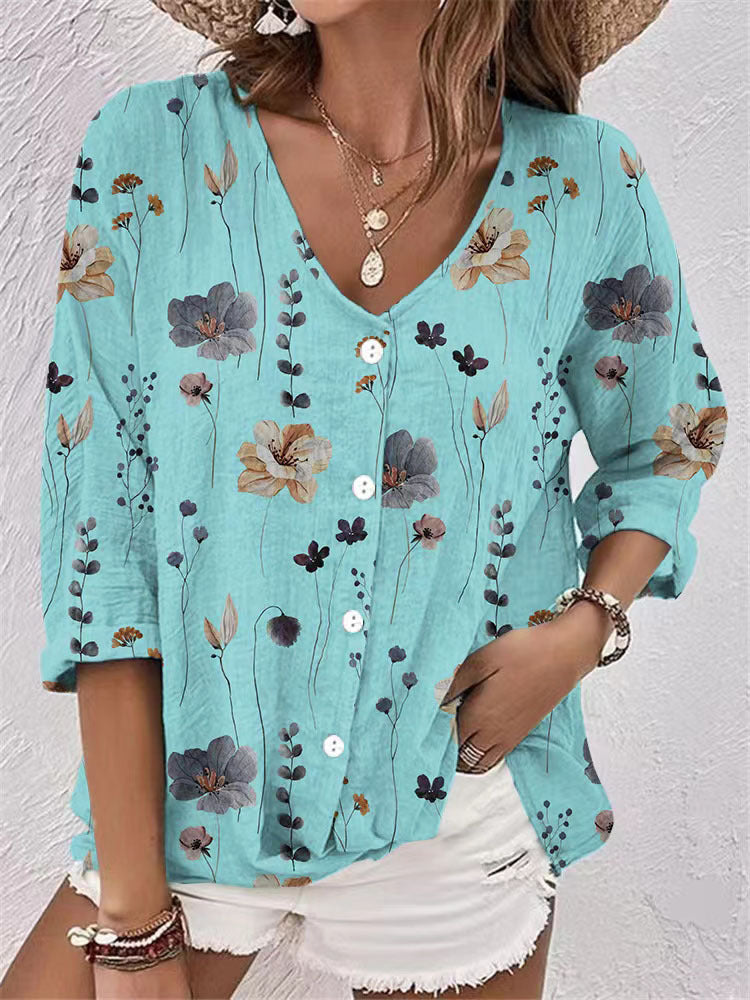 Damen Bluse aus atmungsaktivem Stoff mit floralem Druck Jully