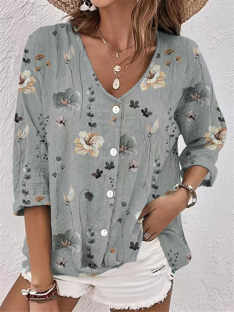 Damen Bluse aus atmungsaktivem Stoff mit floralem Druck Jully