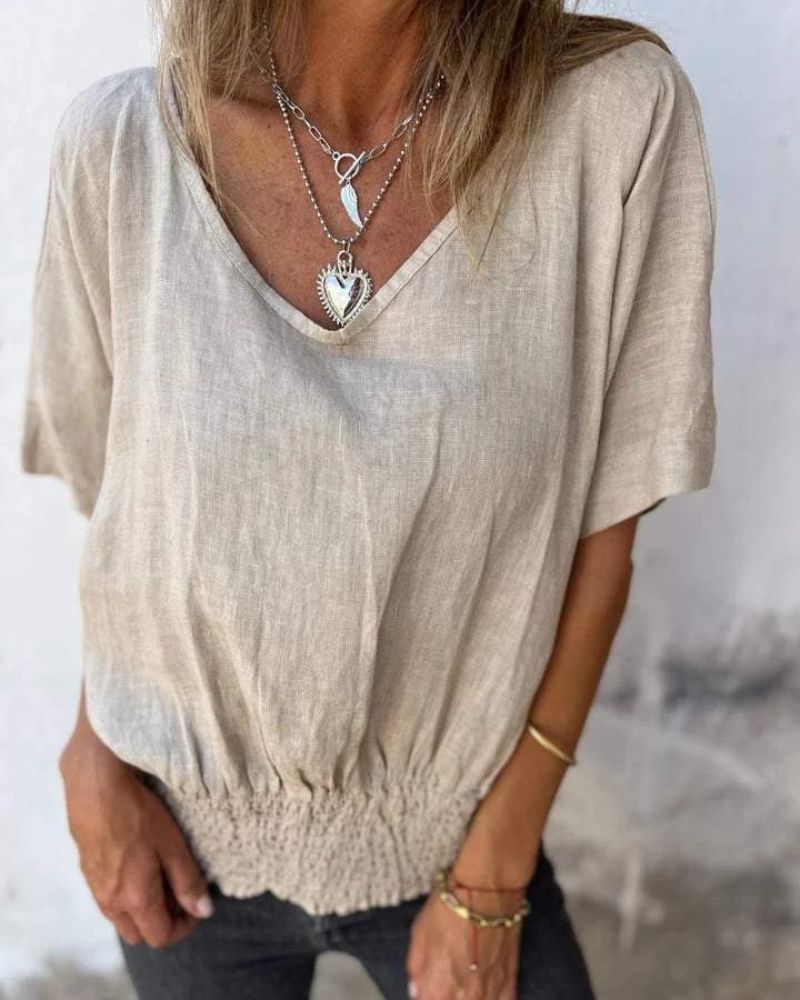Damen Bluse im Ibiza-Stil mit V-Ausschnitt Jully