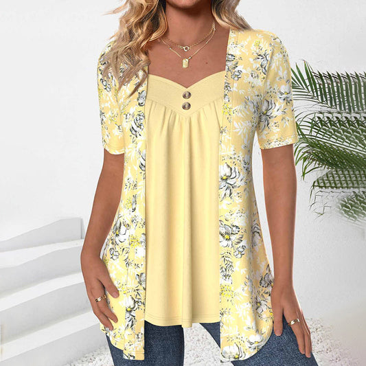 Damen Bluse mit Blumendruck und V-Ausschnitt Jully