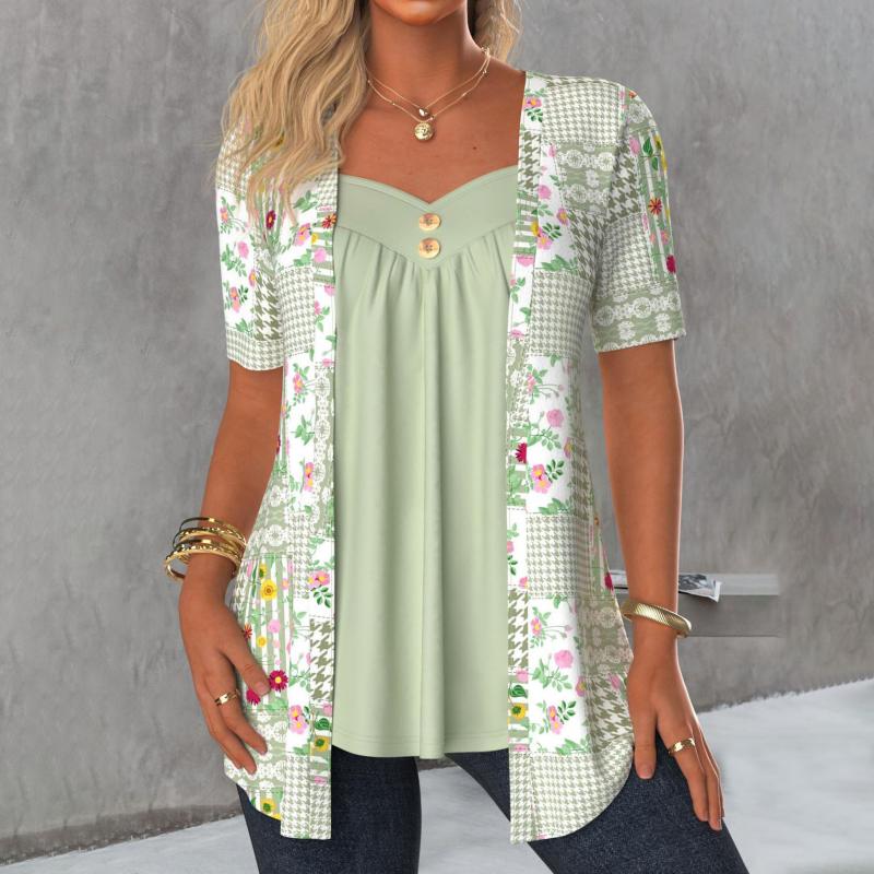 Damen Bluse mit Blumendruck und V-Ausschnitt Jully
