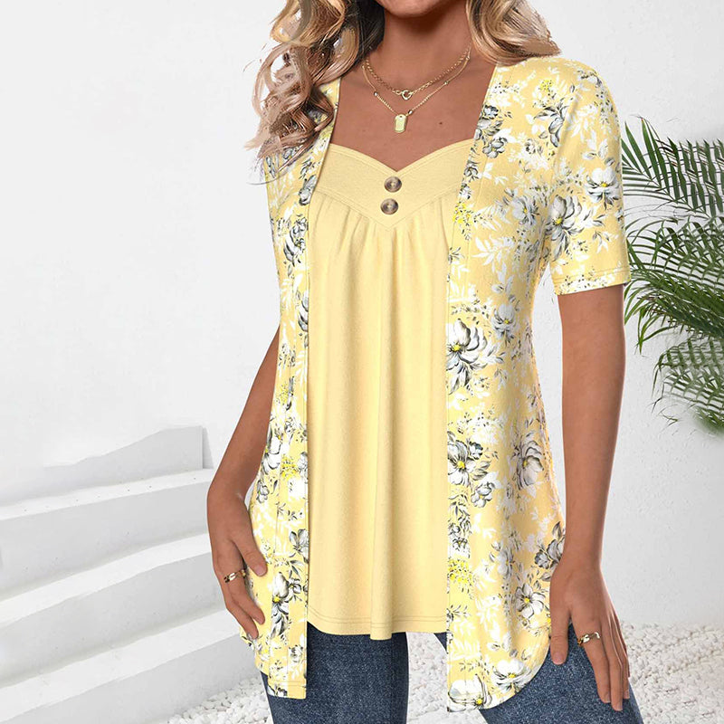 Damen Bluse mit Blumendruck und V-Ausschnitt Jully