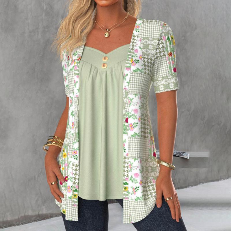 Damen Bluse mit Blumendruck und V-Ausschnitt Jully