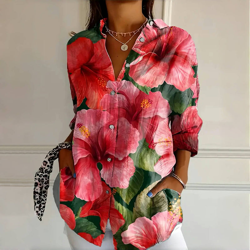 Damen Bluse mit Blumendruck und langen Ärmeln Jully